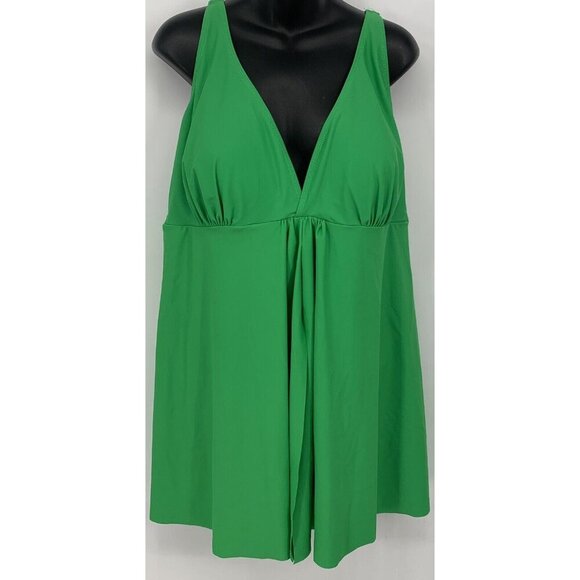 Nicole Miller Swimdress Plus Size 3X Swimsuit One Piece Green Stretch Women New - Picture 1 of 9